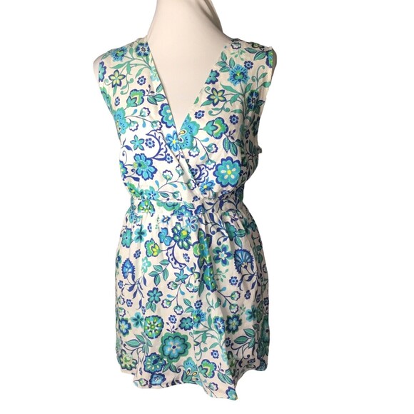 NWT Motherhood Maternity Linen  Sleeveless Cross Tank Top Floral Blue Size XL - Picture 2 of 12